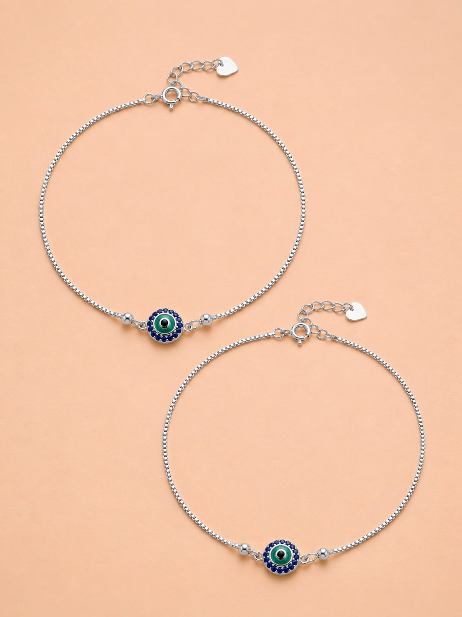 Aegis Sapphire Evil Eye Anklet Pair