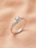 Silver Shimmering Solitaire Bypass Ring