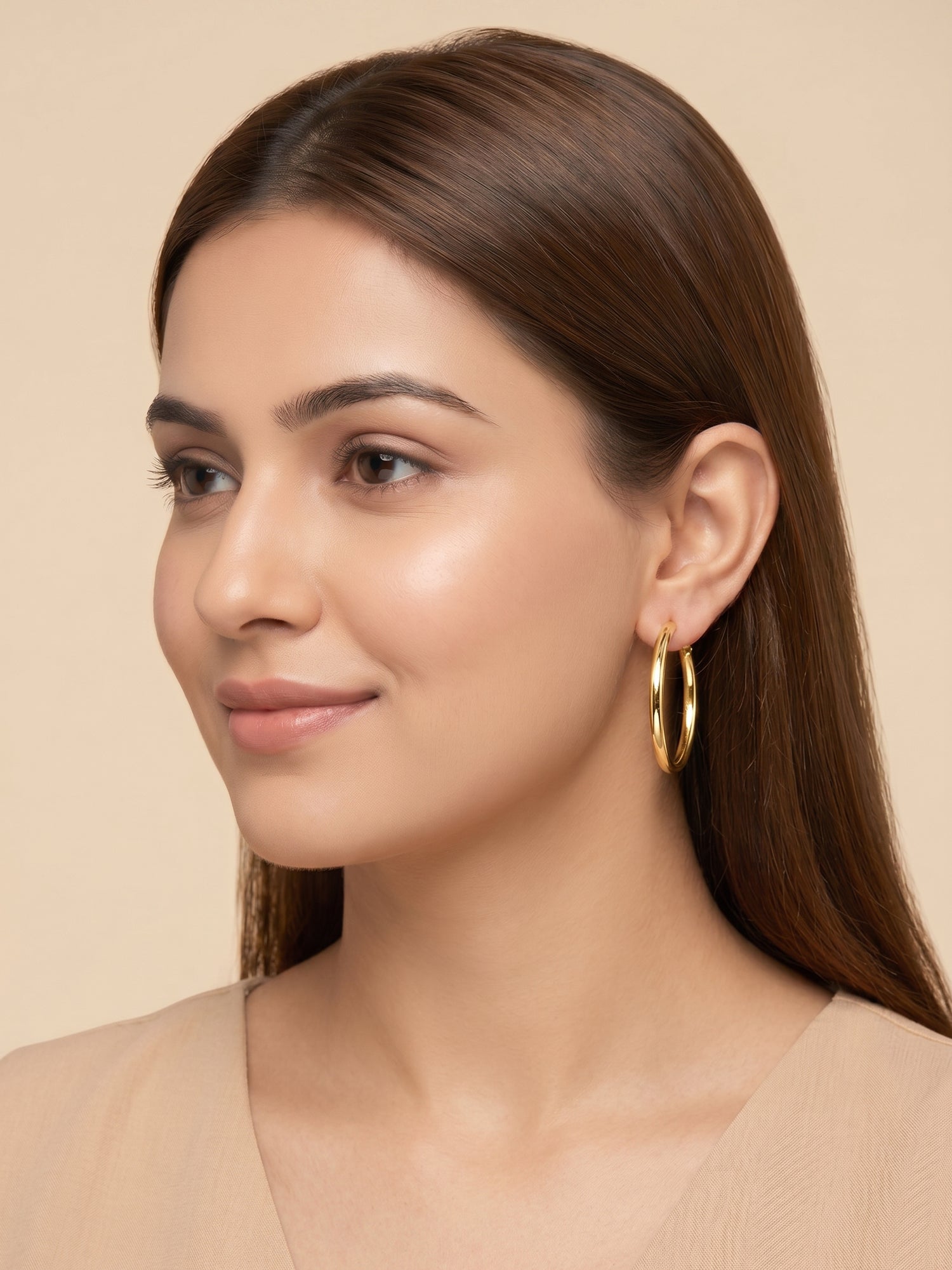 Gilded Minimalist Crescent Hoops