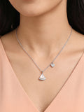 Mother of Pearl Fan & Pavé Heart Charm Necklace