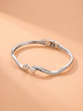 Wavy Pavé CZ Heart Bangle Bracelet