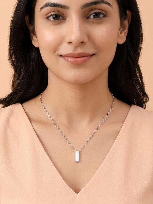 Mother of Pearl Vertical Bar Pendant Necklace