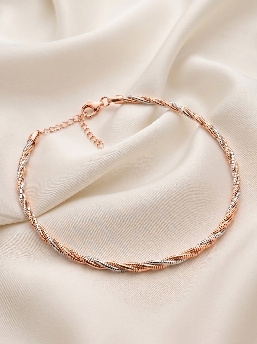 Two-Tone Twisted Snake Chain Anklet