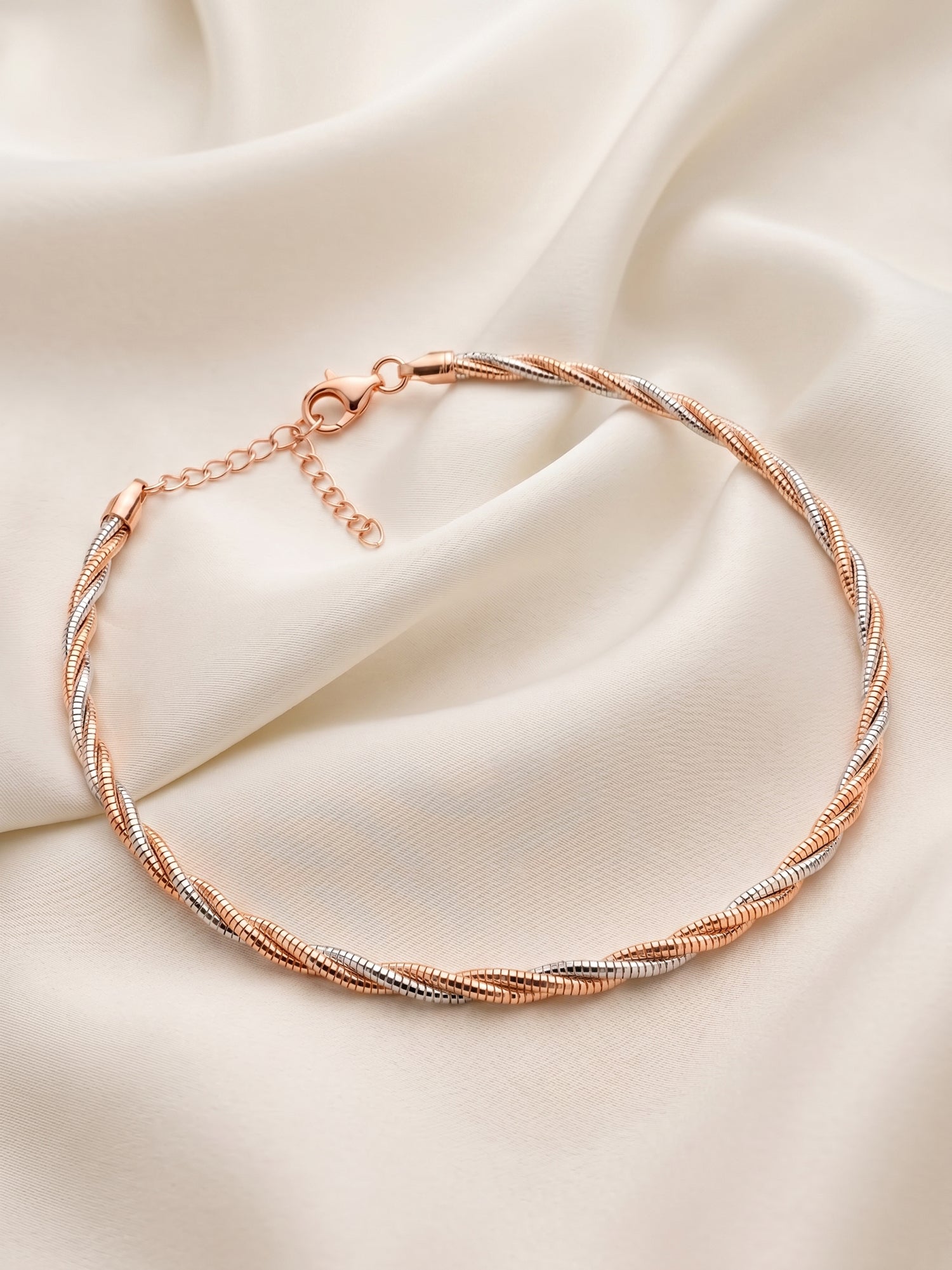 Two-Tone Twisted Snake Chain Anklet