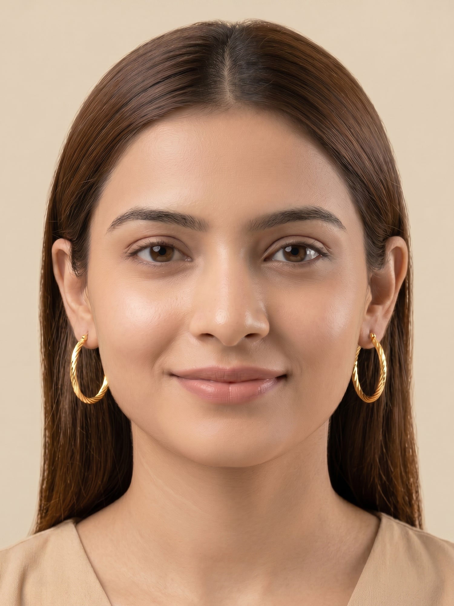 Gilded Elliptical Spiral Hoops