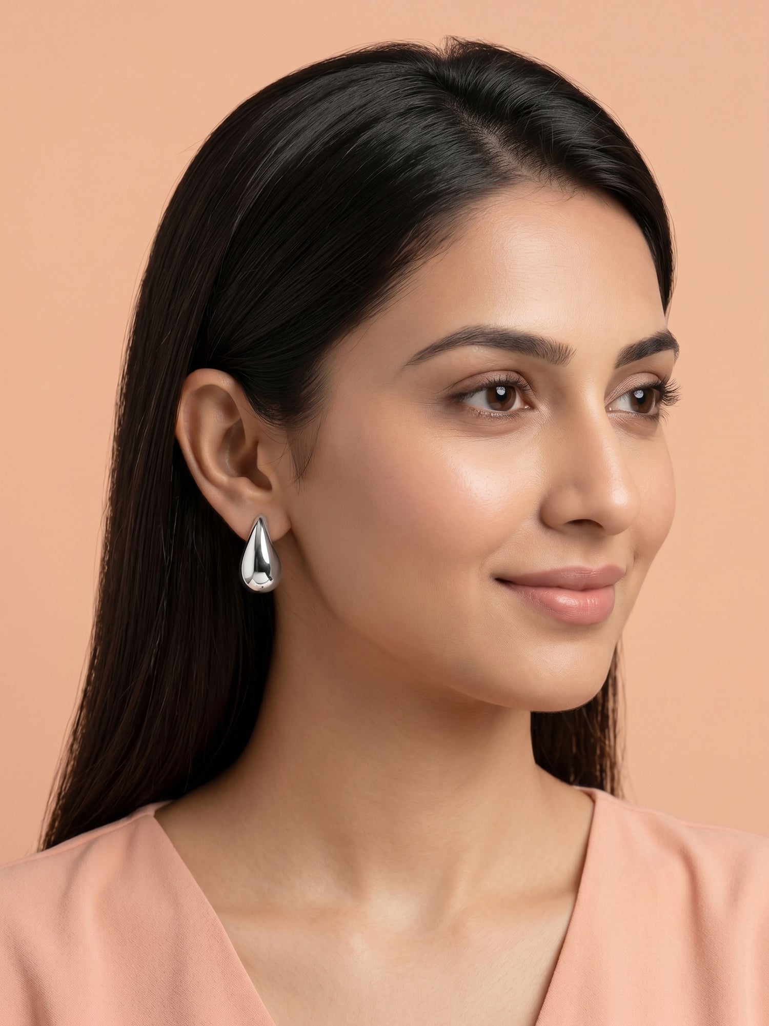 Mirror-Glaze Teardrop Studs