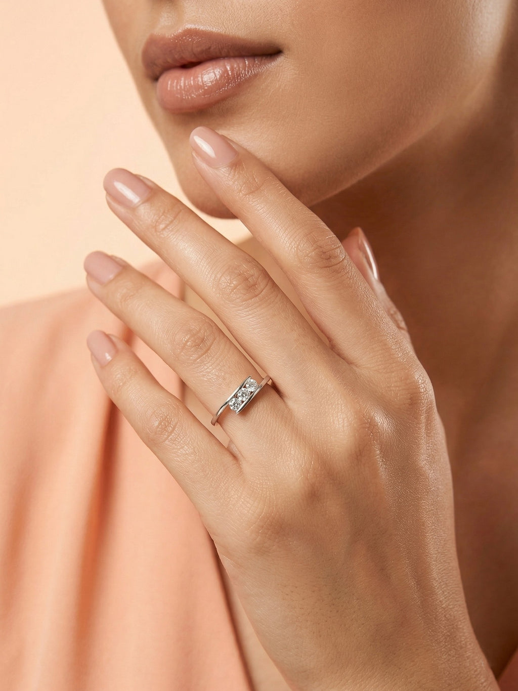 Channel-Set Triple Stone Bypass Ring