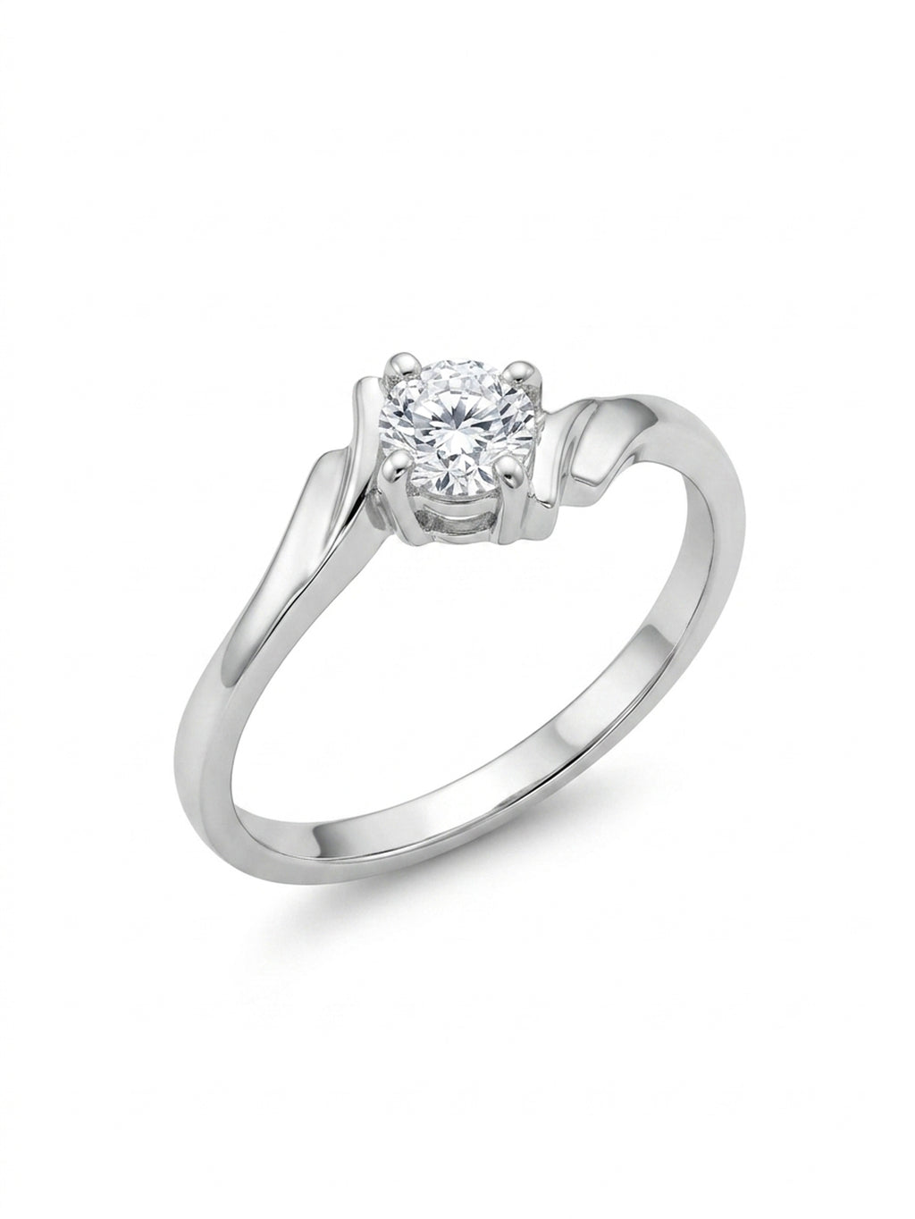 Silver Radiant Wave Solitaire Ring