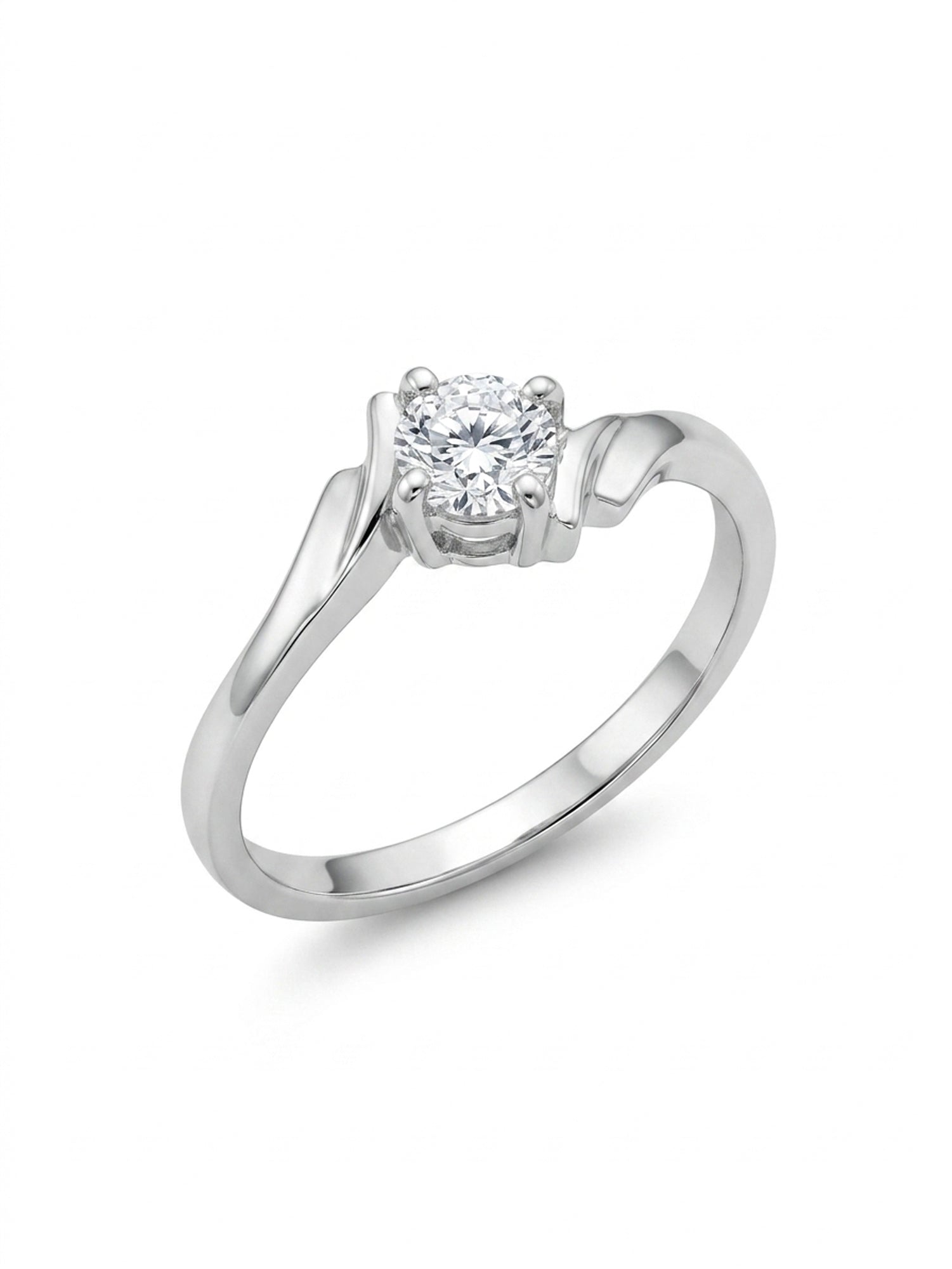 Silver Radiant Wave Solitaire Ring