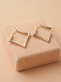 Polished Diamond Shape Hoop Earrings