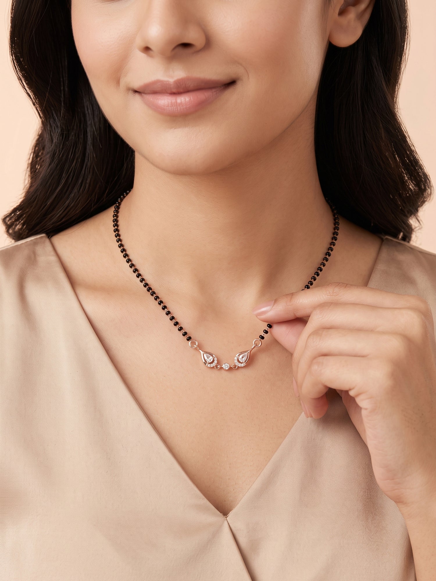 Rose Gold Teardrop Cubic Zirconia Mangalsutra