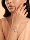 Pavé Double Heart Charm Paper Clip Chain Bracelet