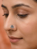 Oxidized Floral Shield Nose Pin
