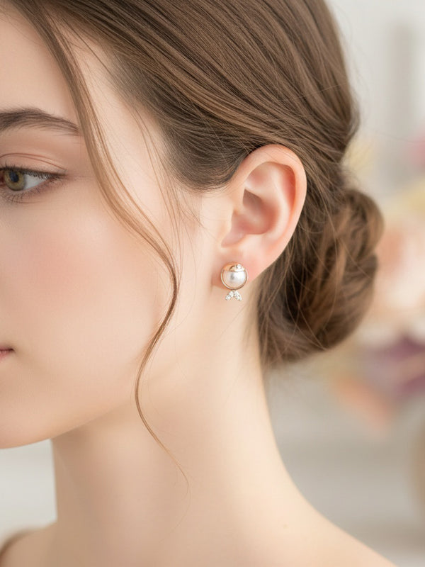 Gilded Oceanic Pearl Studs