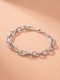 Pavé Edge Rectangular Link Chain Bracelet