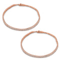 Princess-Cut CZ Rose Gold Tennis Anklet Set of 2