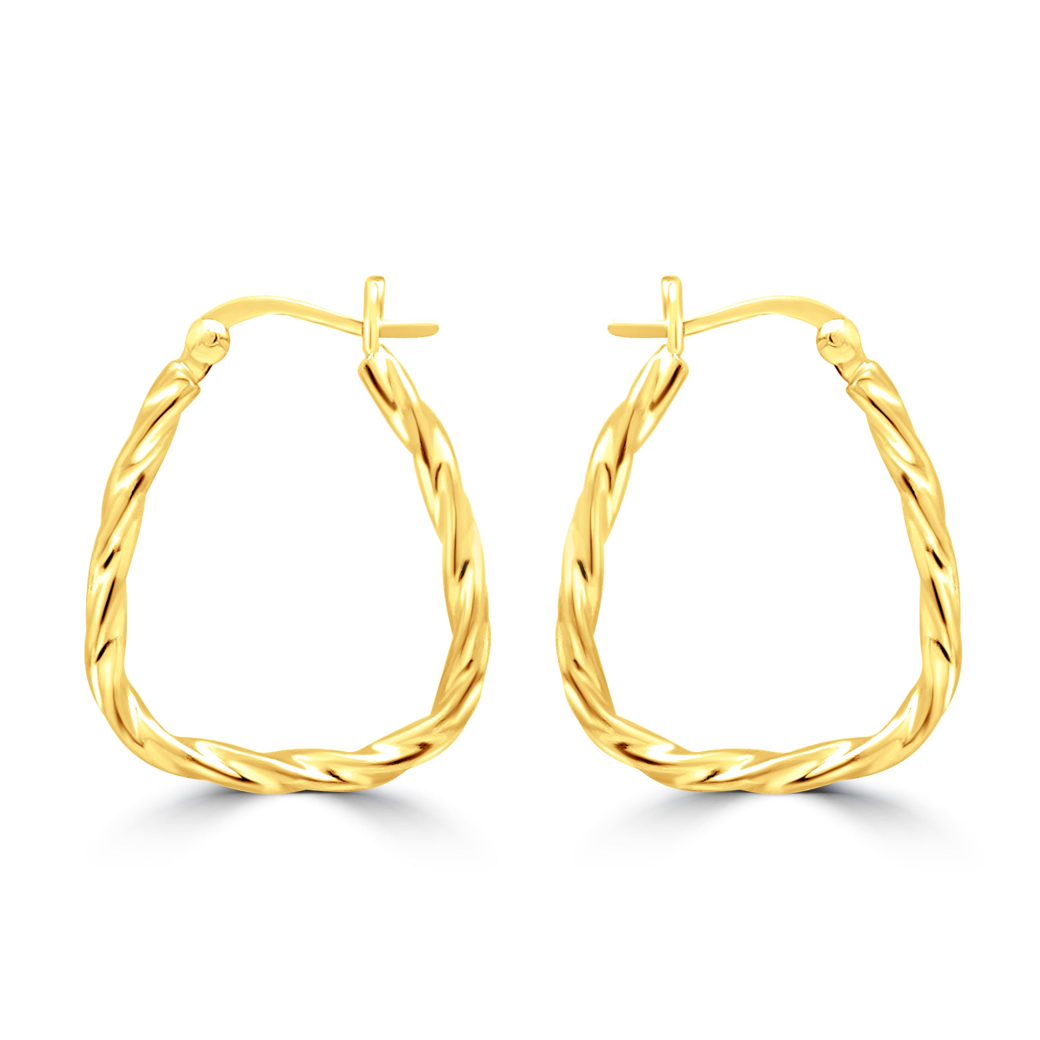 Gilded Twisted Triangular Hoops
