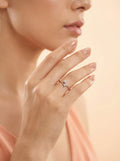 Silver Crescent Solitaire Ring