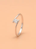 Silver Fluid Tension-Style Solitaire Ring