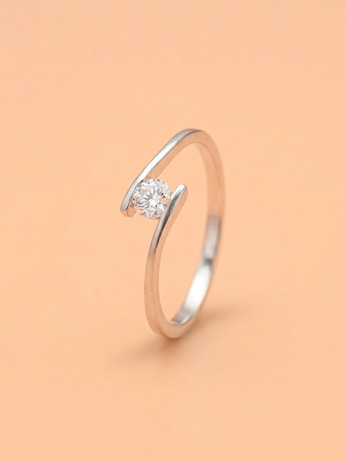 Silver Fluid Tension-Style Solitaire Ring in 925 sterling silver — 925 Siller