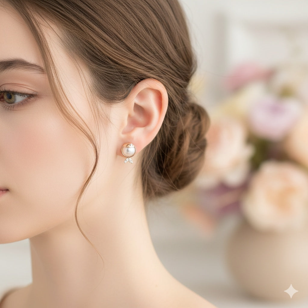 Gilded Oceanic Pearl Studs