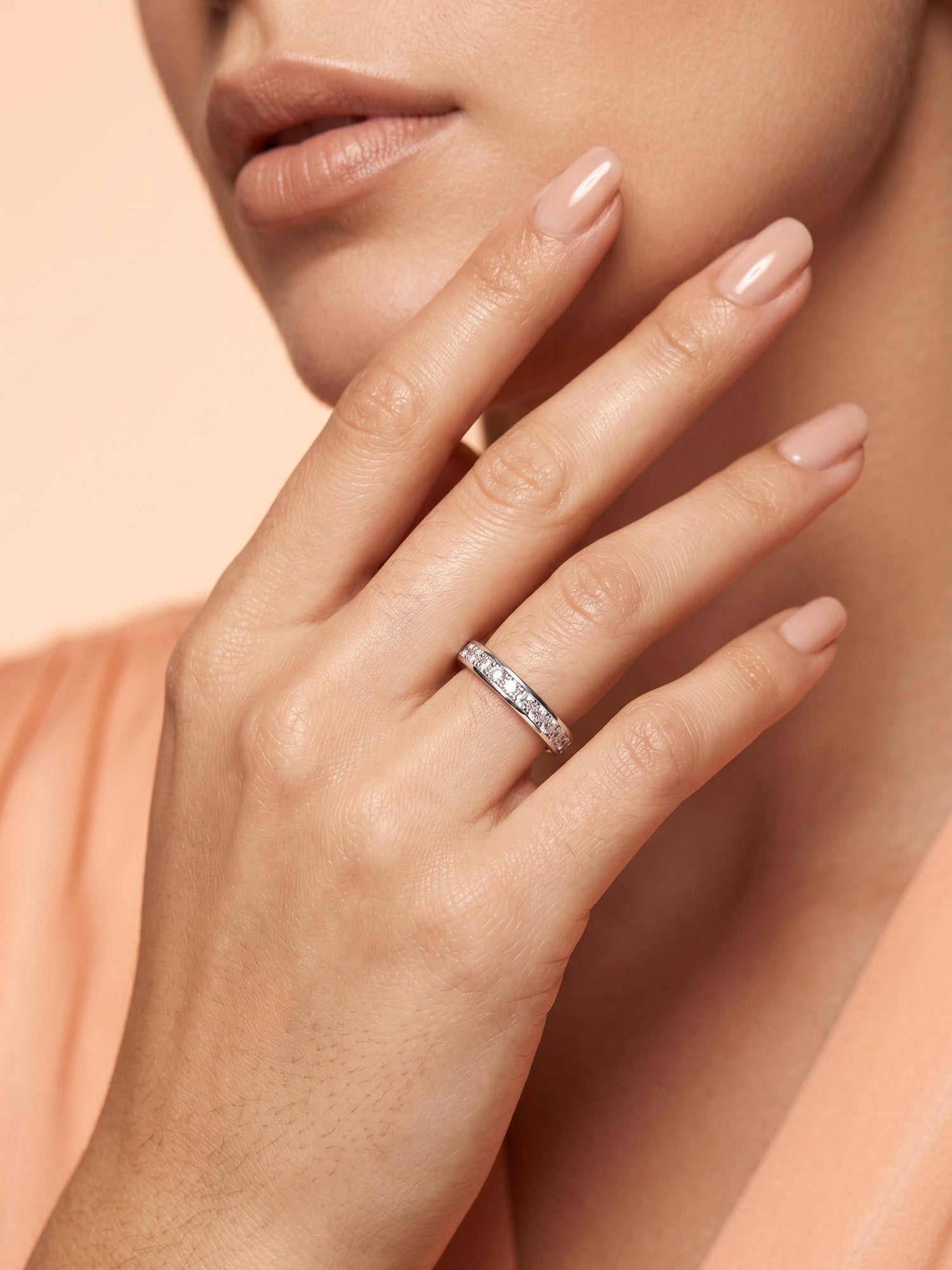 Channel-Set Cubic Zirconia Eternity Band Ring