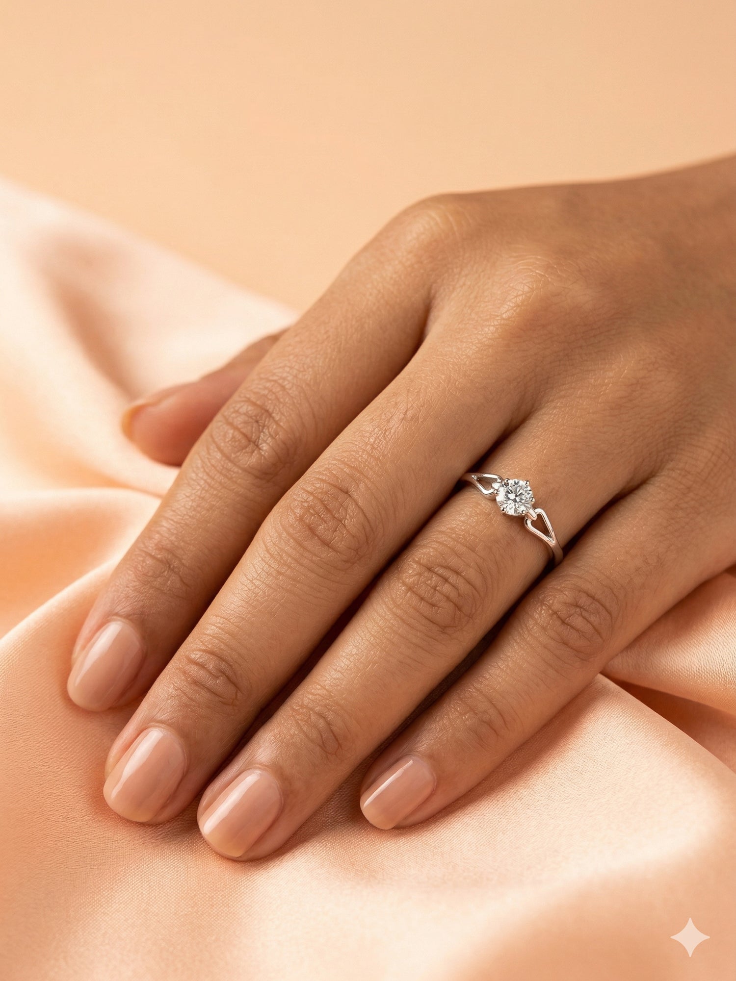 Silver Geometric Split-Shank Solitaire Ring