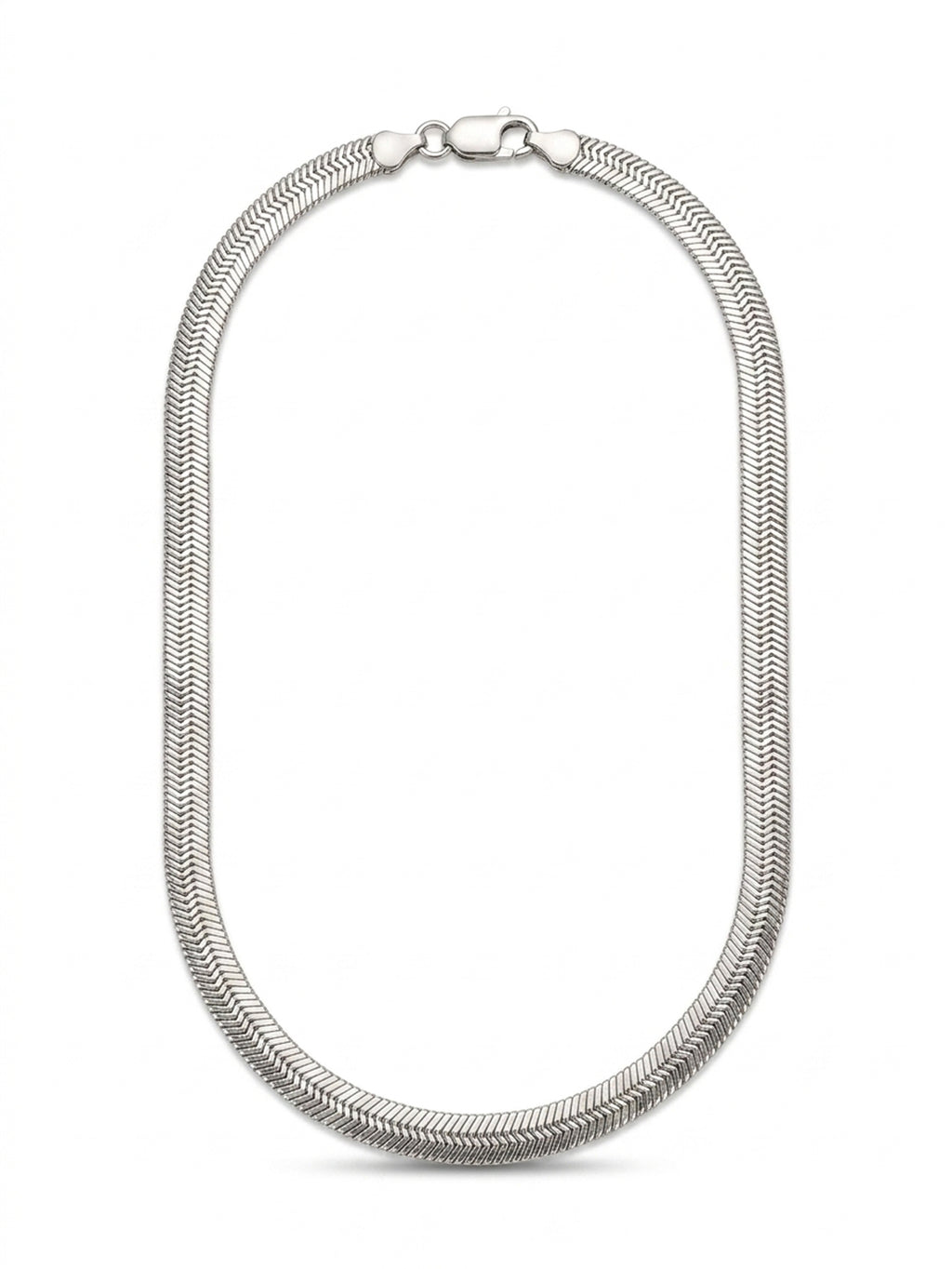 Luxe Flat Snake / Herringbone Silver Statement Chain