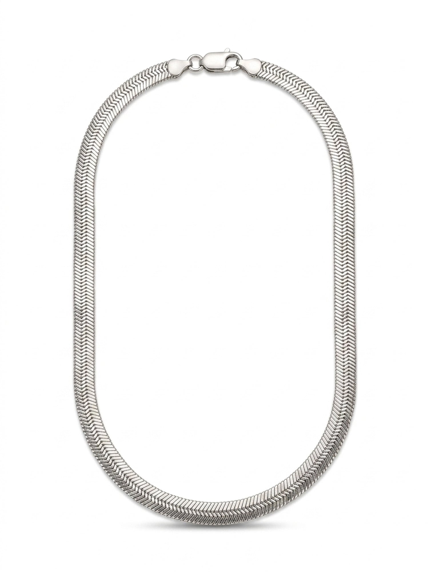 Luxe Flat Snake / Herringbone Silver Statement Chain