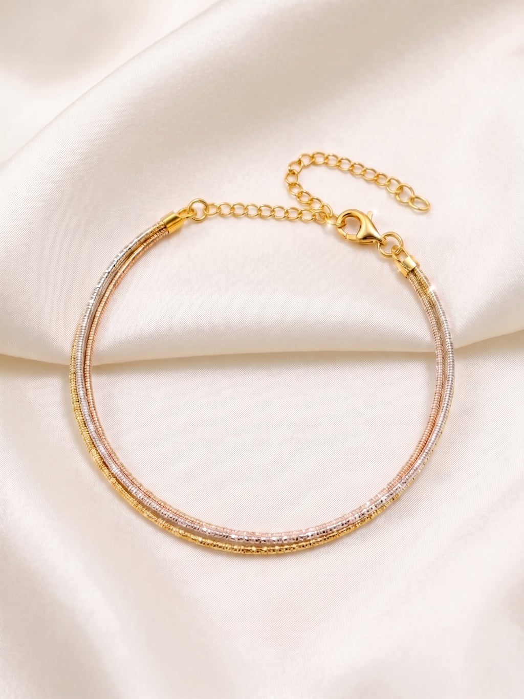 Tricolor Triple Snake Chain Bracelet