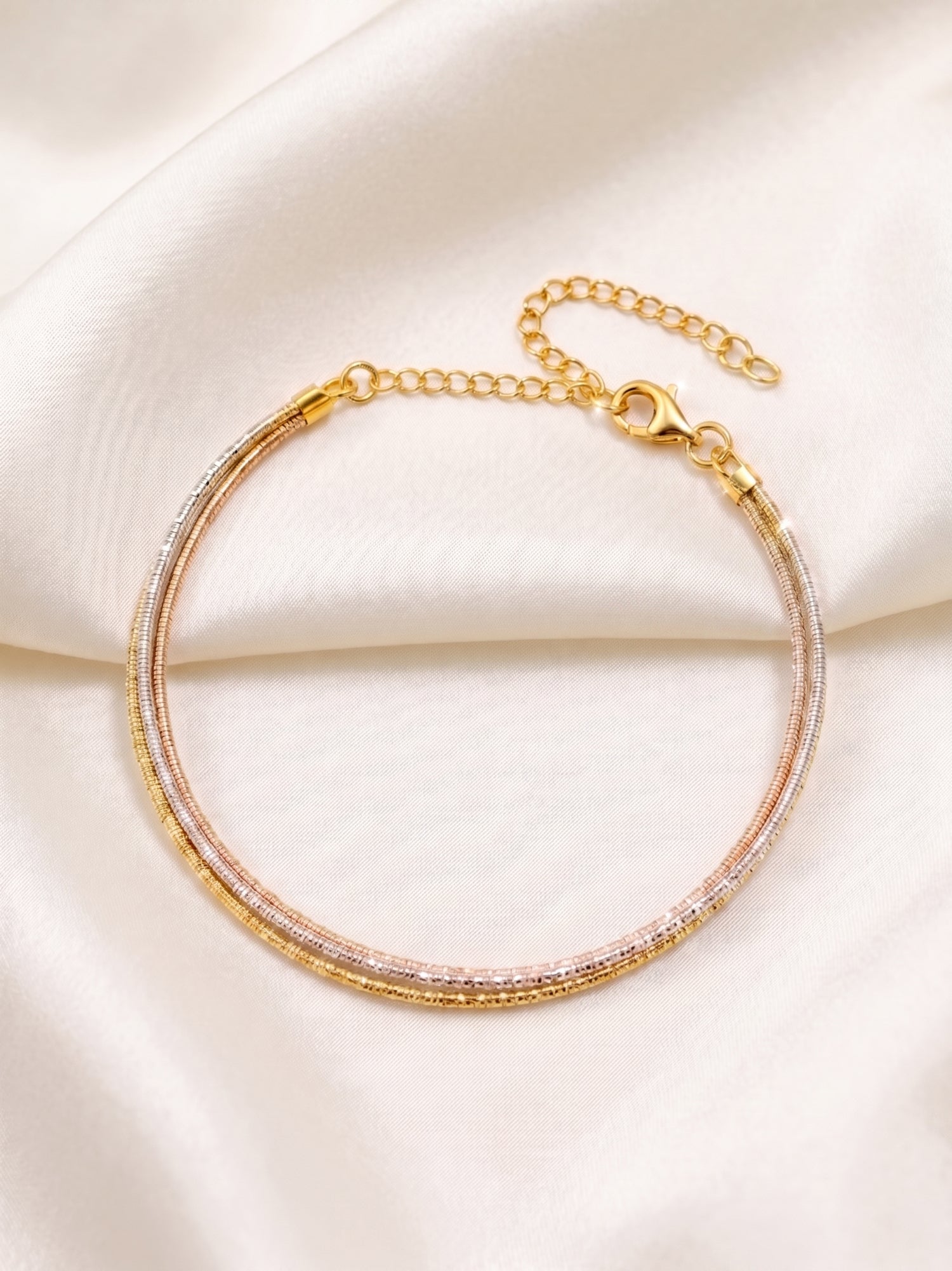 Tricolor Triple Snake Chain Bracelet
