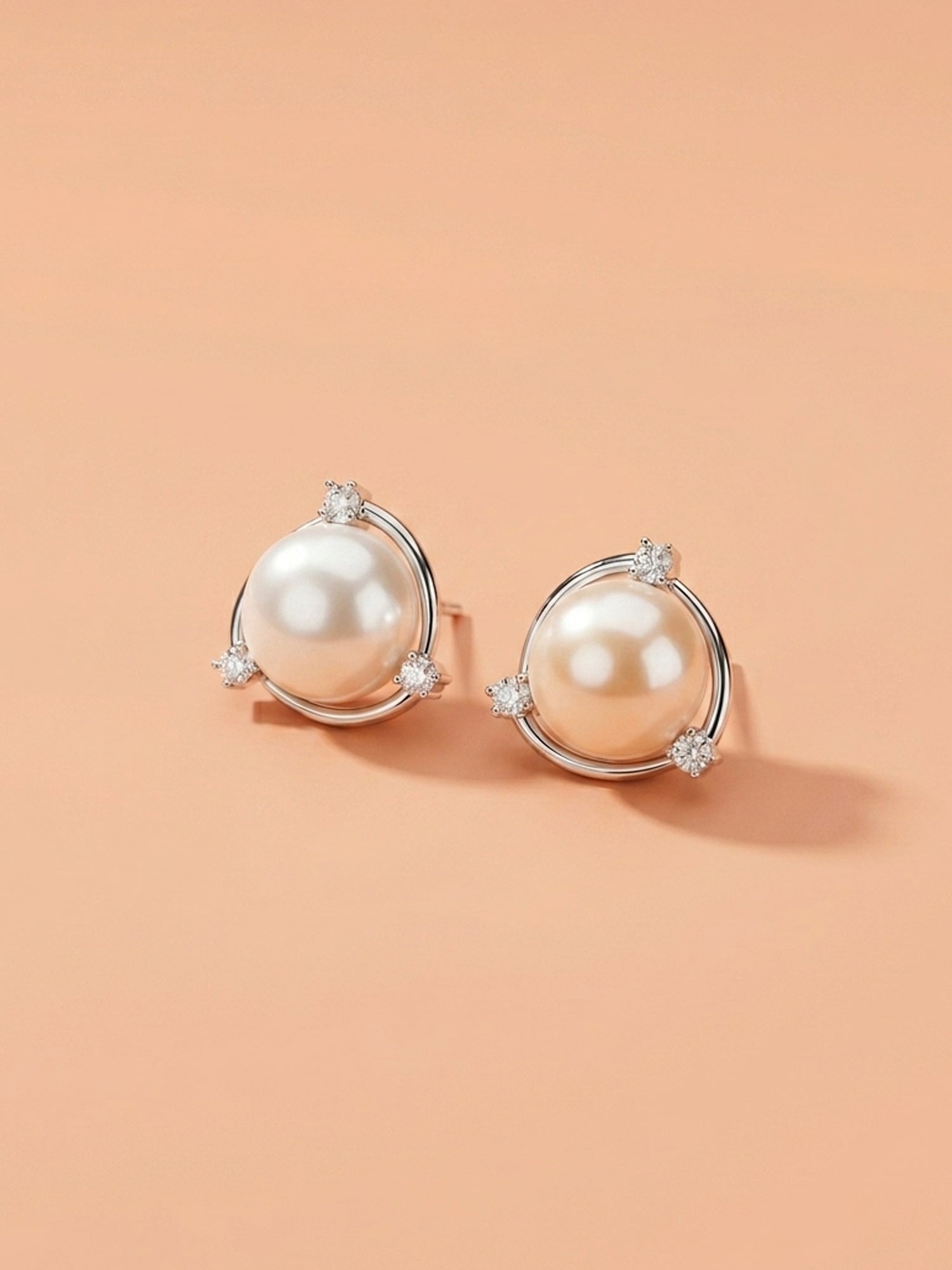Lustrous Pearl & Pavé CZ Halo Stud Earrings