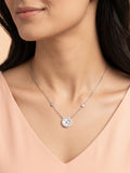 Mother of Pearl Clover & CZ Halo Disc Necklace