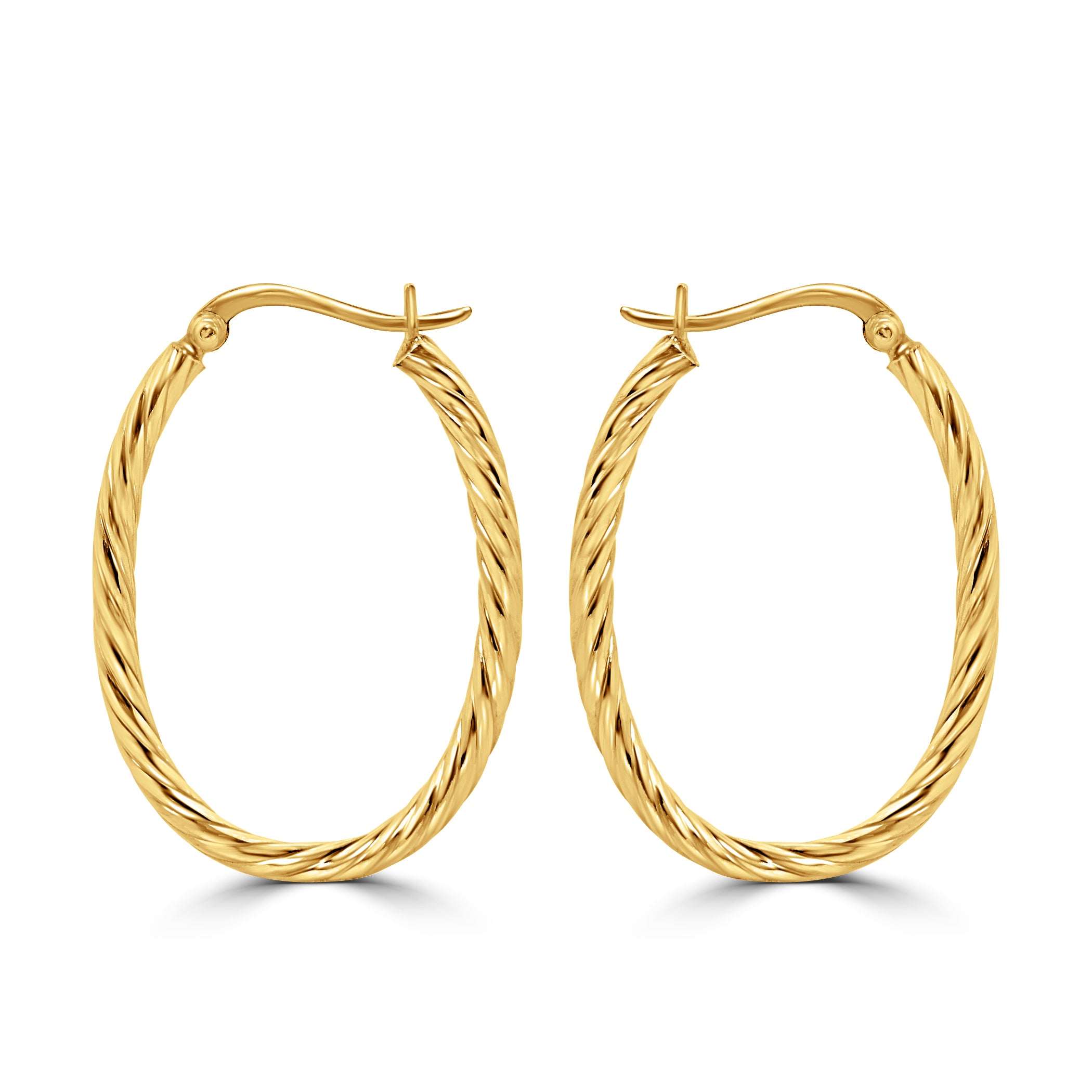 Gilded Elliptical Spiral Hoops