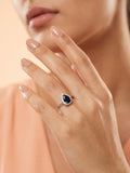 Blue Pear Cut Halo Ring