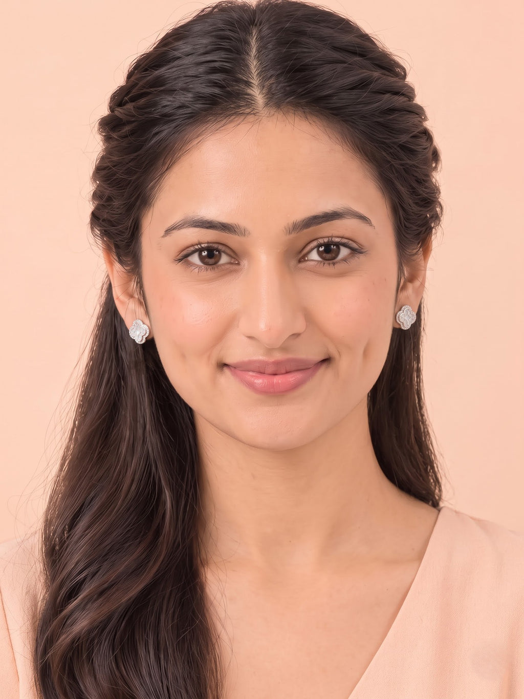 The Flora Luxe Mother-of-Pearl & CZ Stud Earrings