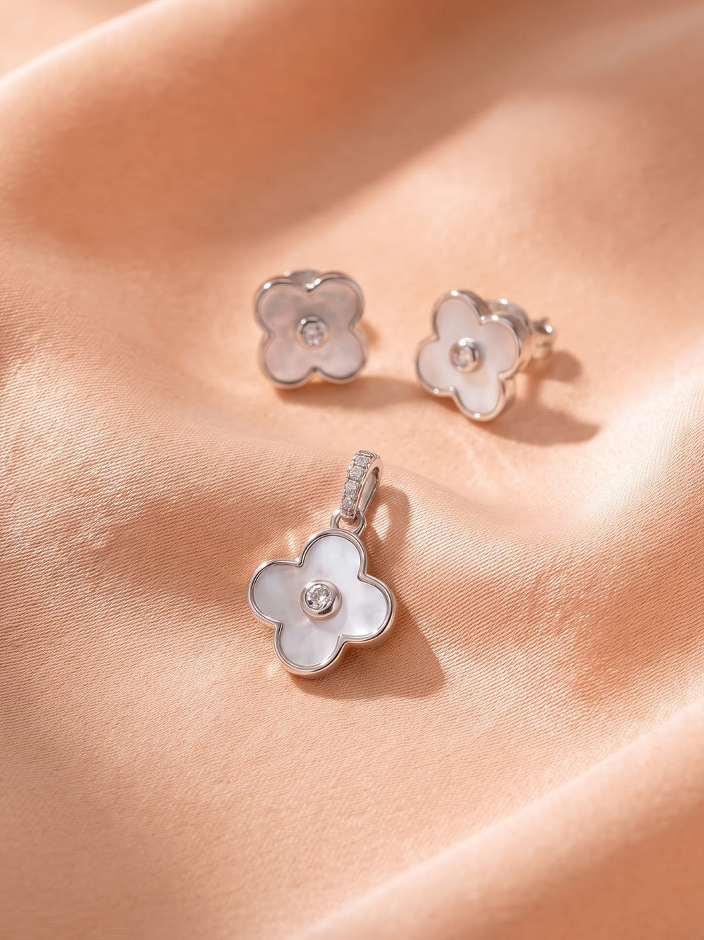 Serenade Mother-of-Pearl Clover Pendant & Stud Set