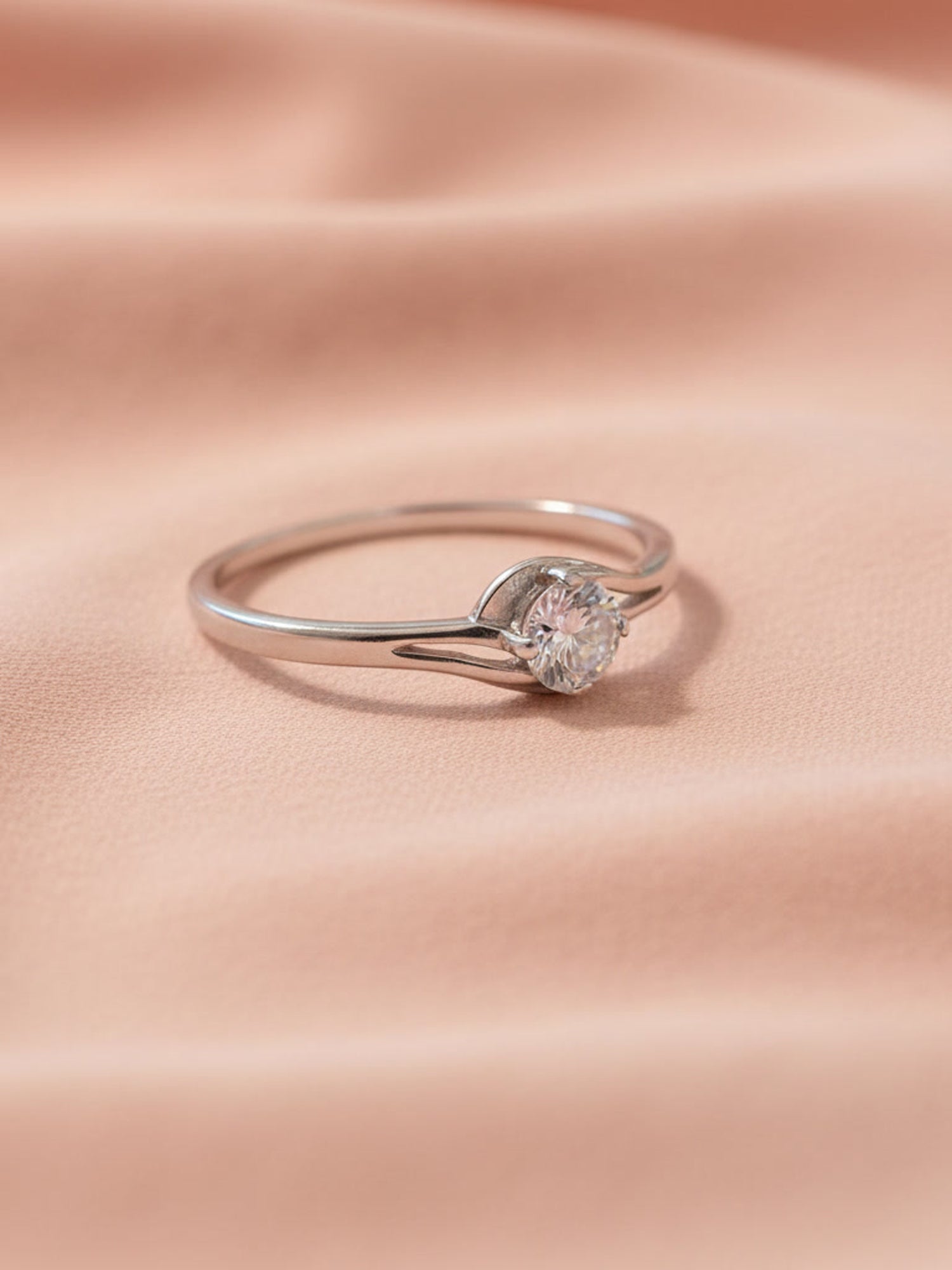 Silver Shimmering Bypass Cluster Ring