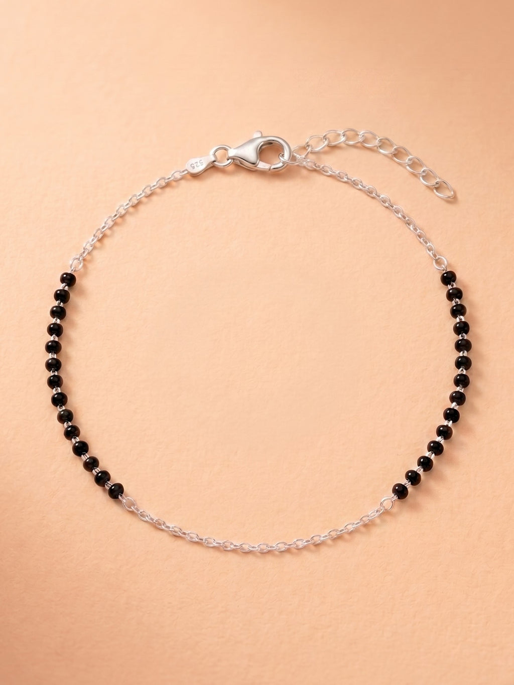 Obsidian Orbit Rolo Chain Anklet
