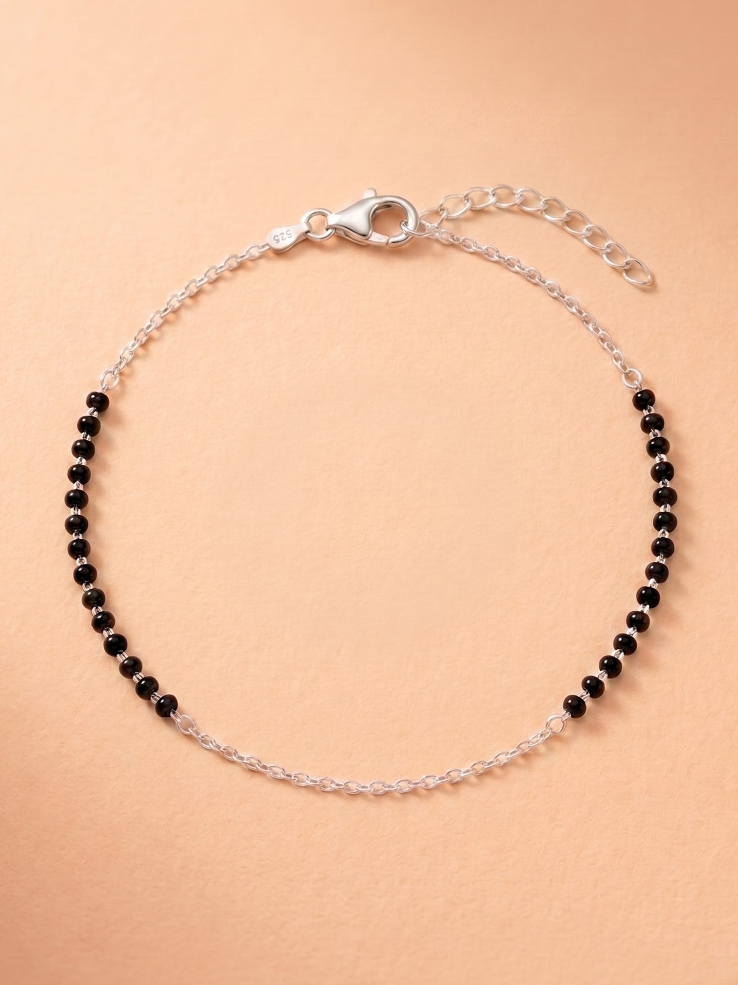 Obsidian Orbit Rolo Chain Anklet