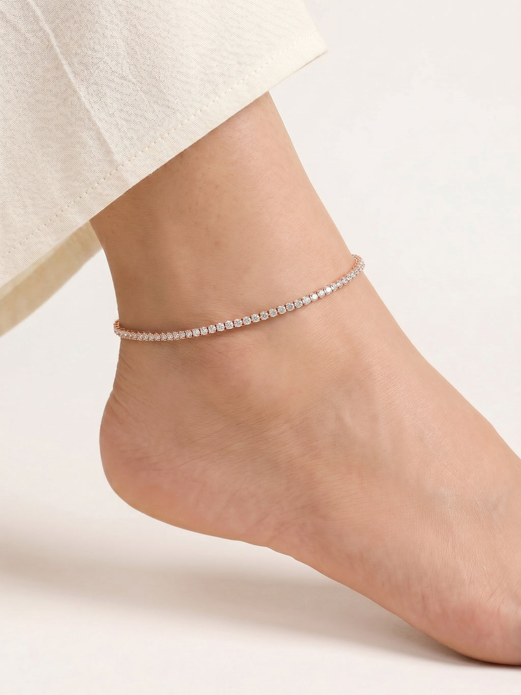 Rosé Sparkle Cubic Zirconia Tennis Anklet