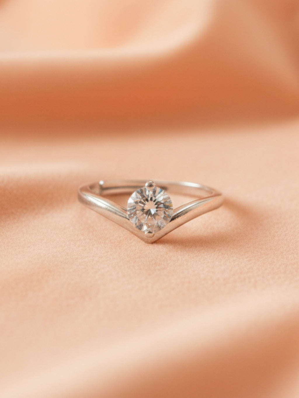 Radiant Chevron Solitaire Ring