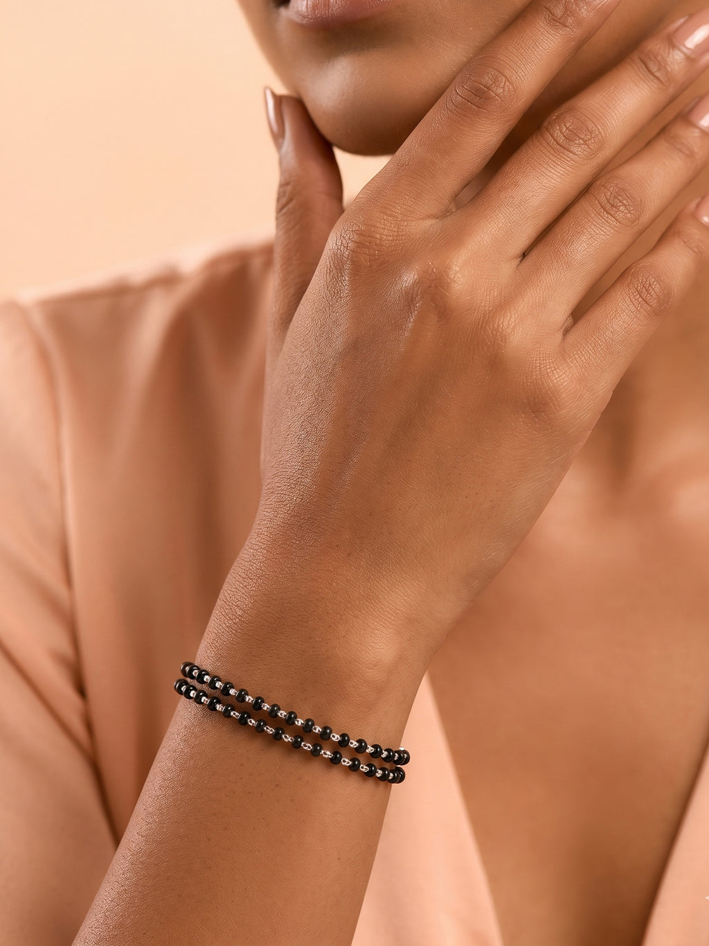 Silver Noir Double-Row Nazariya Bracelet