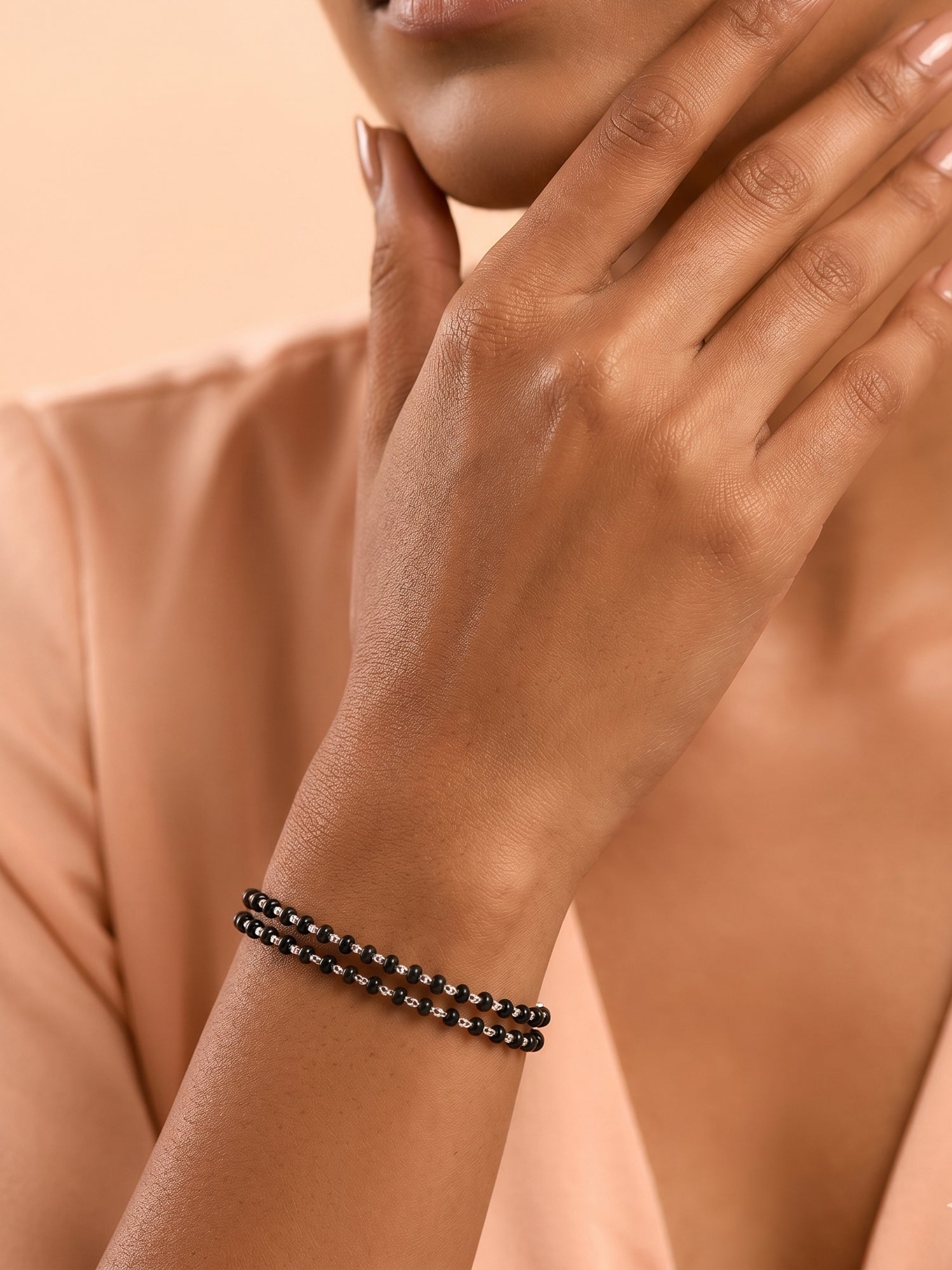 Silver Noir Double-Row Nazariya Bracelet