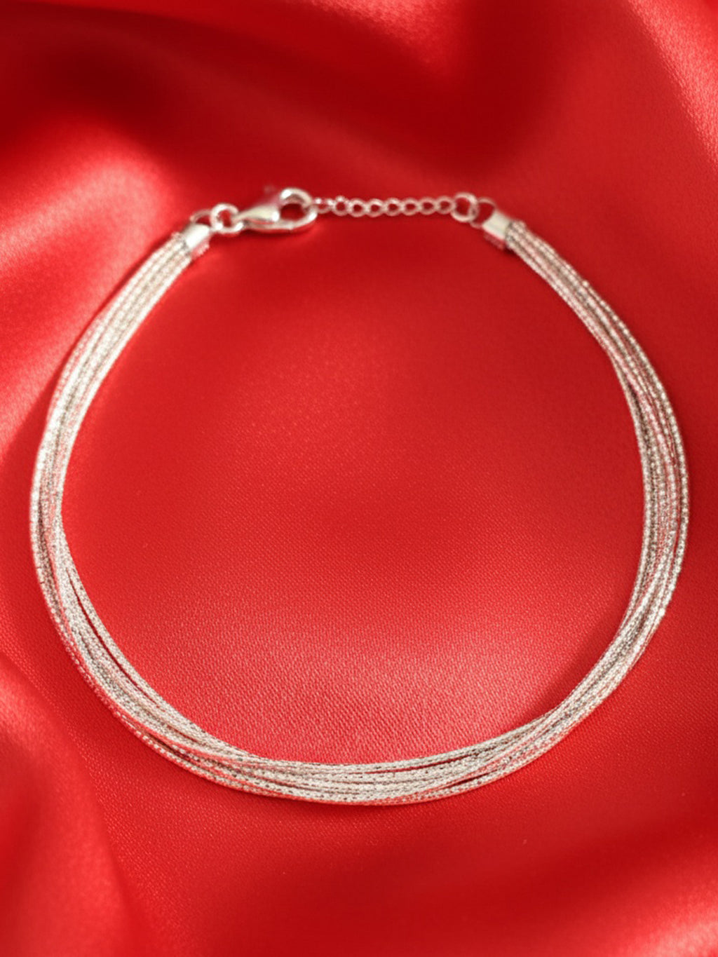 Shimmer Cascade Silver Anklet