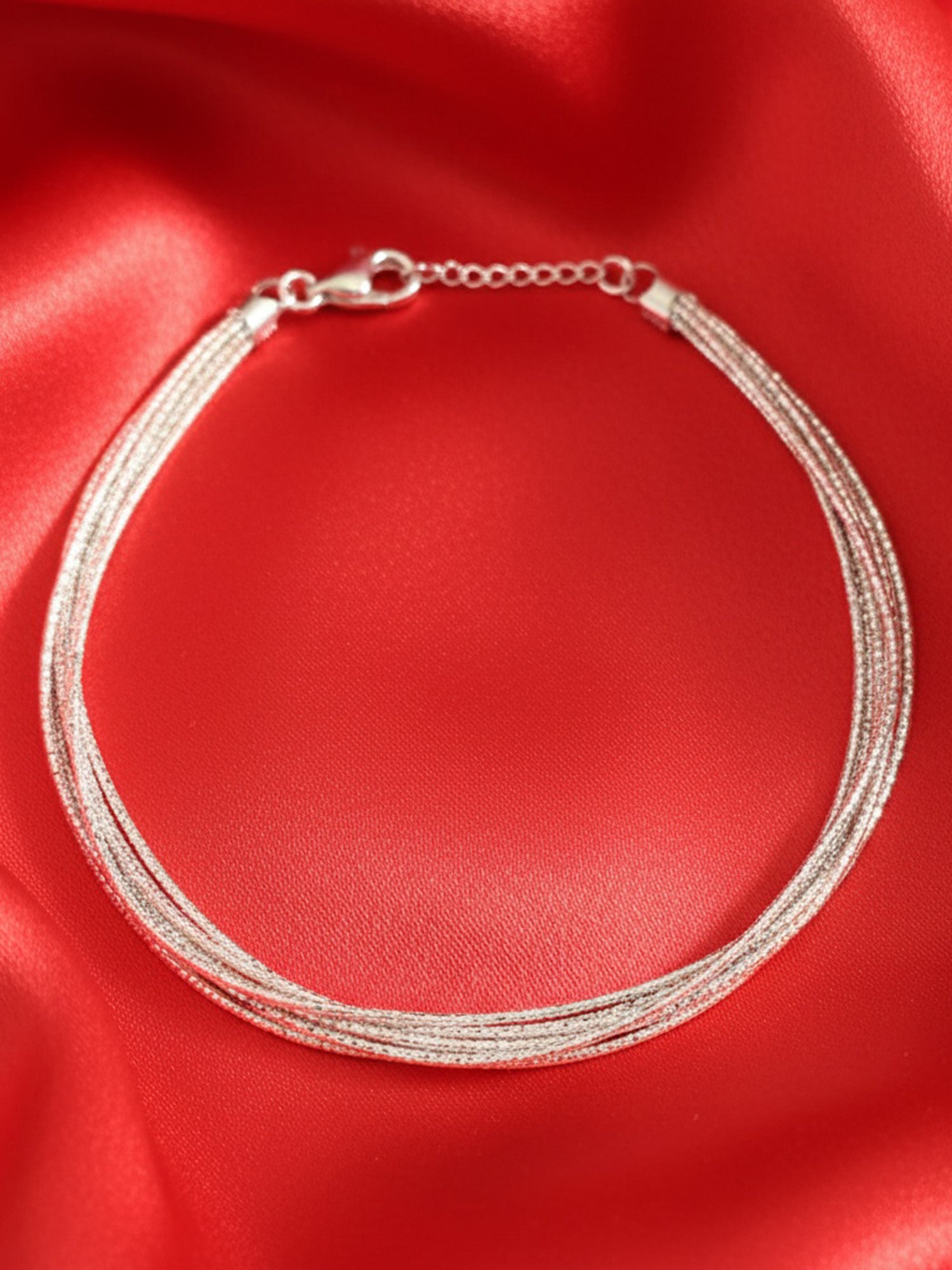 Shimmer Cascade Silver Anklet