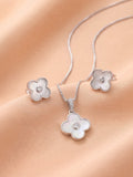 The Lumina Clover Mother-of-Pearl & Cubic Zirconia Pendant Set