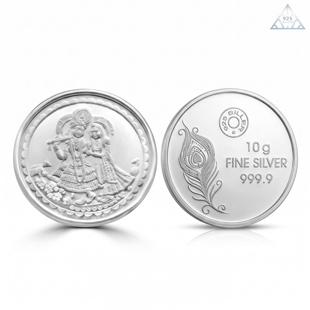 925 Sterling Silver Radha Krishna Divine Silver Coin