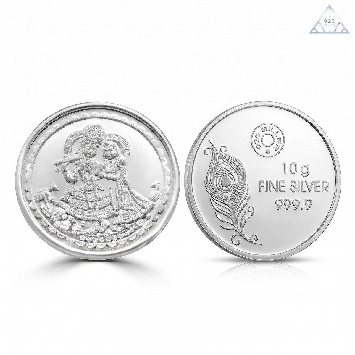 925 Sterling Silver Radha Krishna Divine Silver Coin