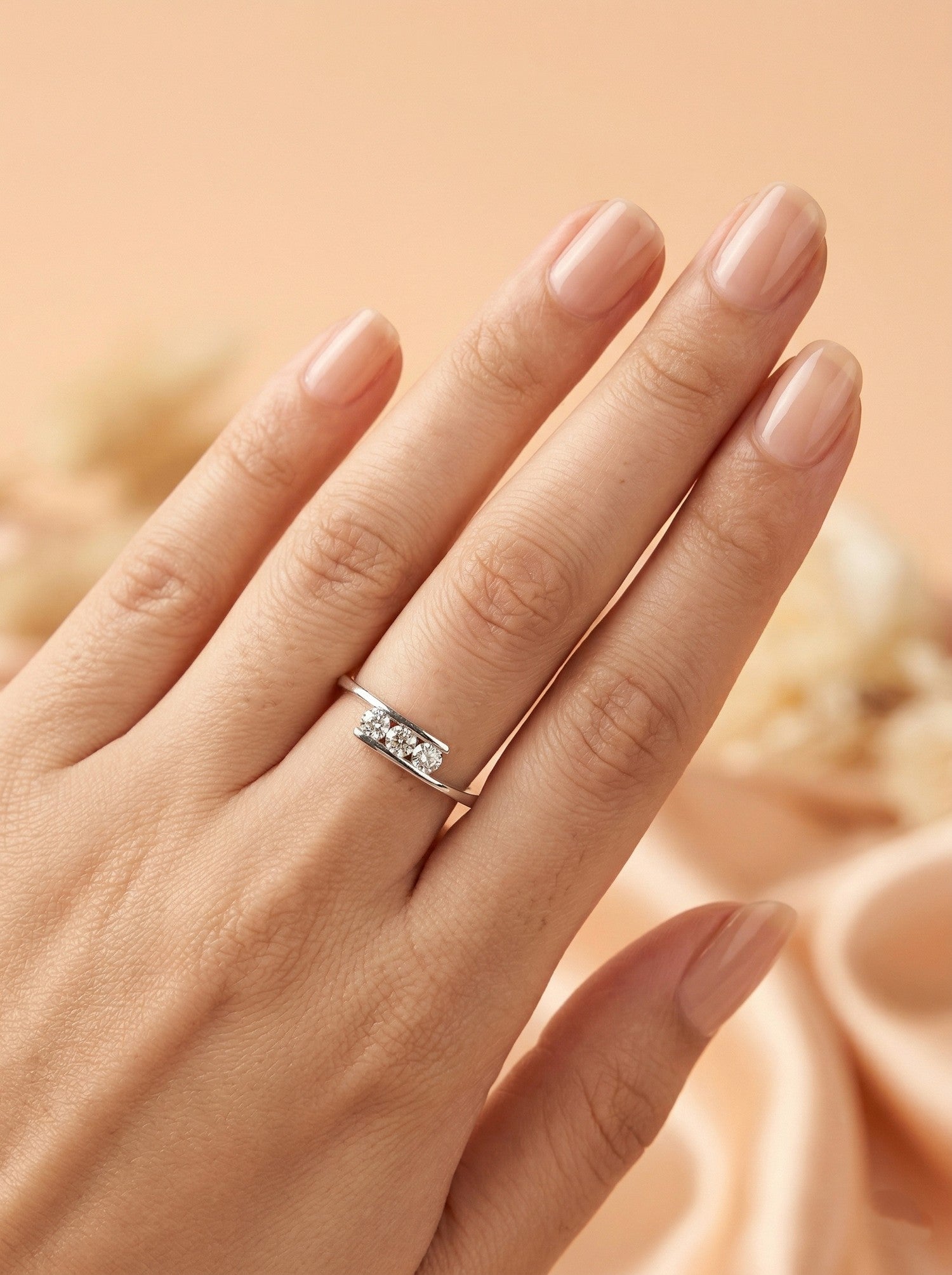 Channel-Set Triple Stone Bypass Ring
